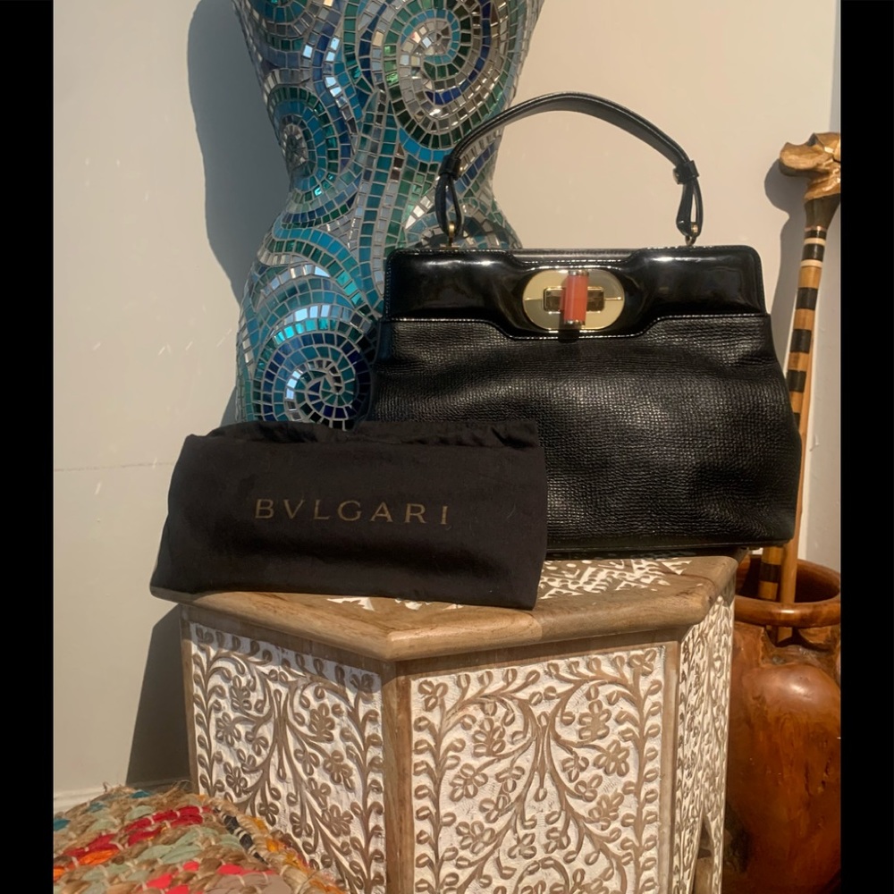 BVLGARI ISABELLA ROSSELLINI LEATHER HANDBAG black calf